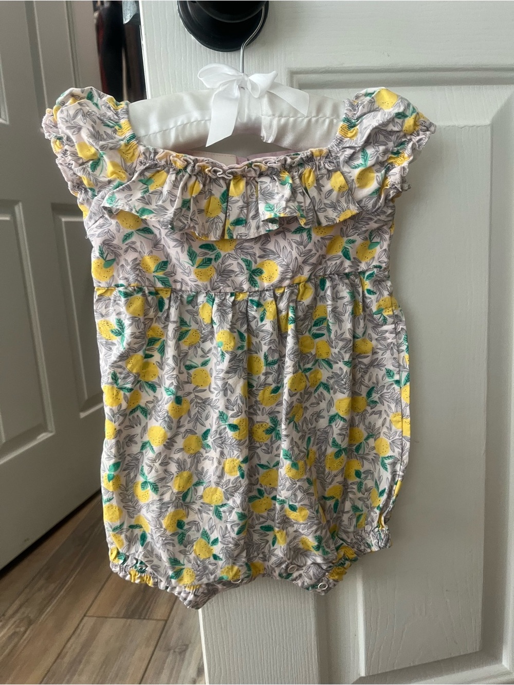 First Impressions Lemon Print Baby Romper, excellent condition